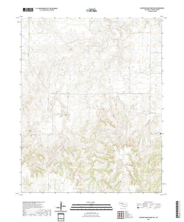 US Topo 7.5-minute map for Sleeping Bear Creek NW OK