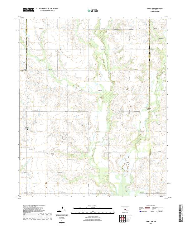 US Topo 7.5-minute map for Temple NW OK