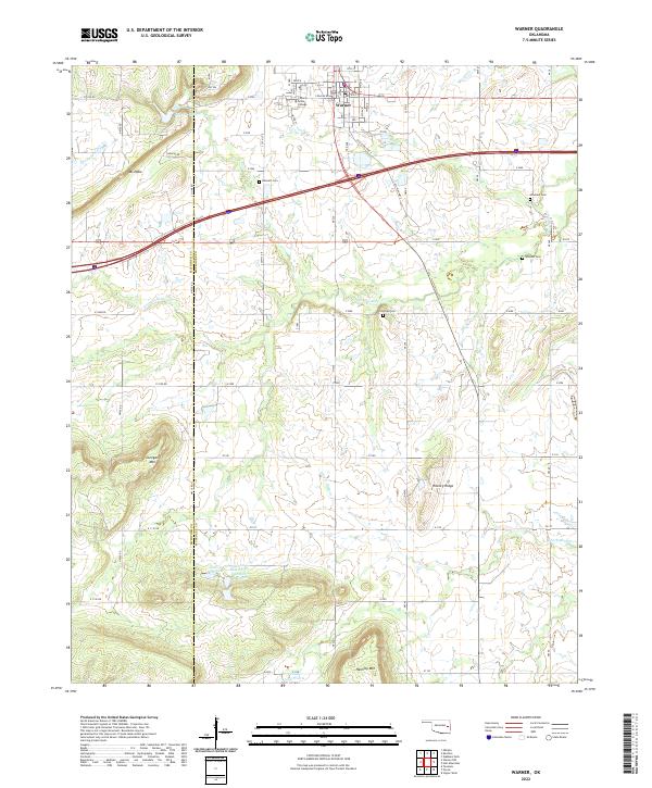 US Topo 7.5-minute map for Warner OK