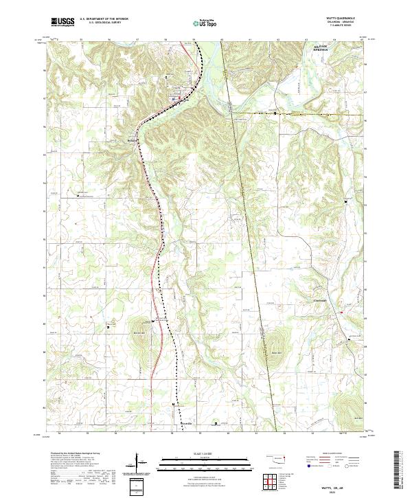 US Topo 7.5-minute map for Watts OKAR