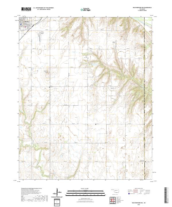 US Topo 7.5-minute map for Weatherford NW OK