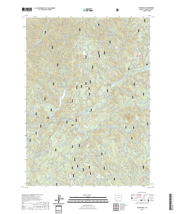 US Topo 7.5-minute map for Acker Rock OR