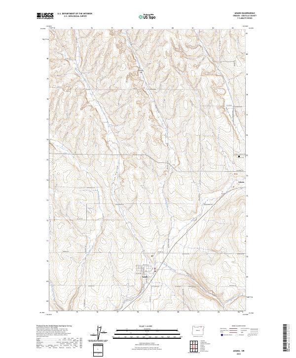 US Topo 7.5-minute map for Adams OR