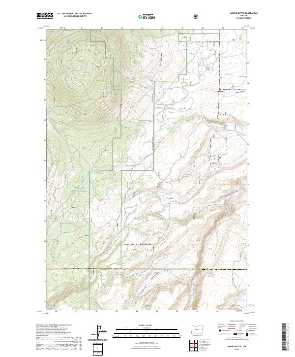 US Topo 7.5-minute map for Akawa Butte OR