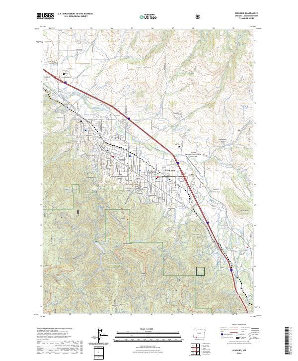 US Topo 7.5-minute map for Ashland OR