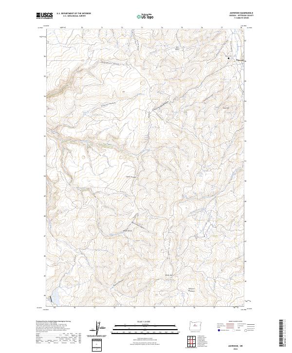 US Topo 7.5-minute map for Ashwood OR