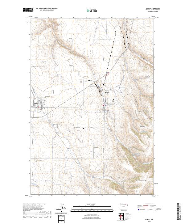 US Topo 7.5-minute map for Athena OR