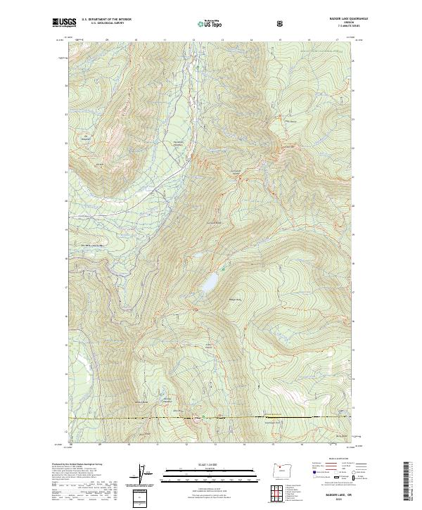 US Topo 7.5-minute map for Badger Lake OR