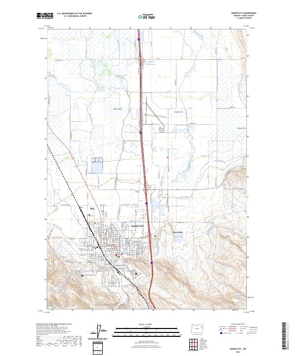 US Topo 7.5-minute map for Baker City OR