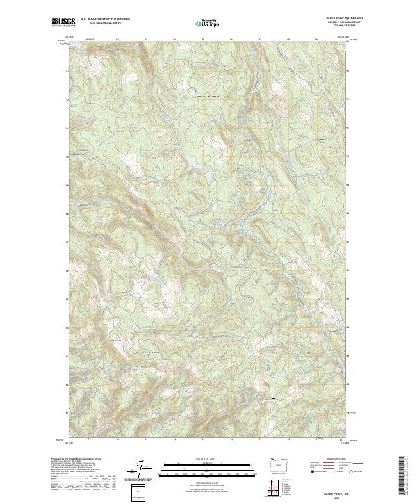 US Topo 7.5-minute map for Baker Point OR