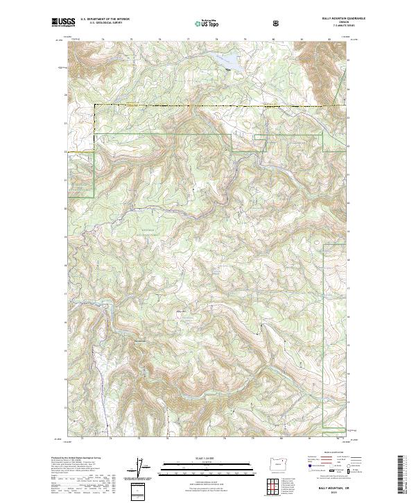 US Topo 7.5-minute map for Bally Mountain OR