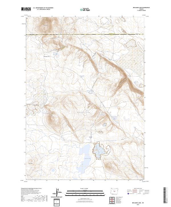 US Topo 7.5-minute map for Benjamin Lake OR