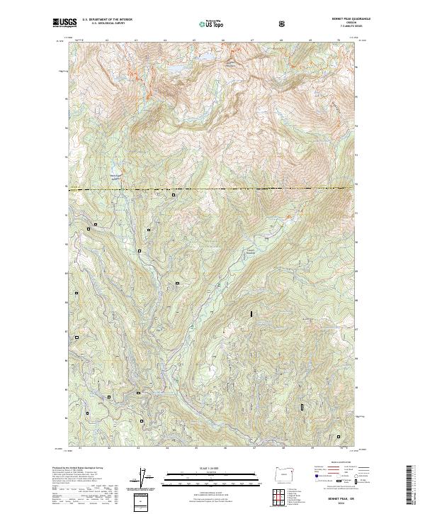 US Topo 7.5-minute map for Bennet Peak OR