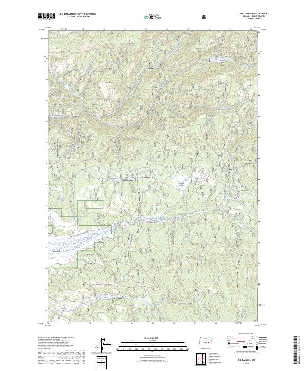 US Topo 7.5-minute map for Big Canyon OR