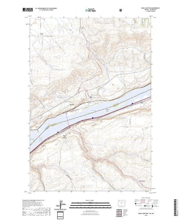 US Topo 7.5-minute map for Biggs Junction ORWA