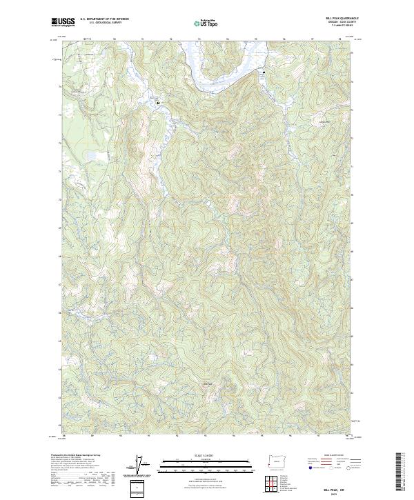 US Topo 7.5-minute map for Bill Peak OR