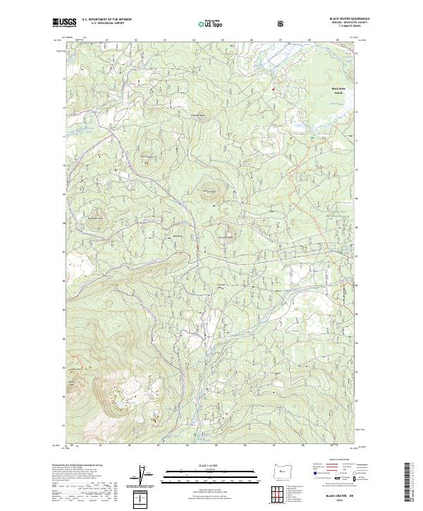 US Topo 7.5-minute map for Black Crater OR