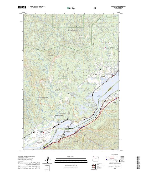 US Topo 7.5-minute map for Bonneville Dam ORWA