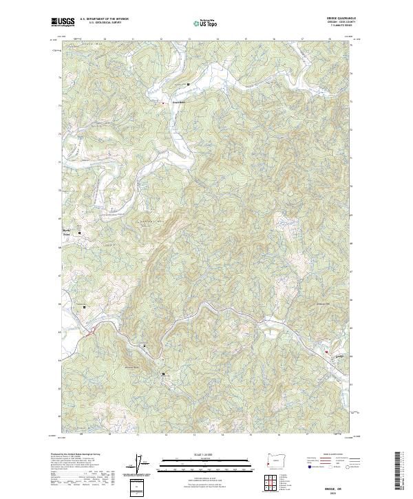 US Topo 7.5-minute map for Bridge OR