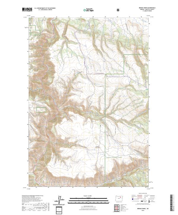 US Topo 7.5-minute map for Bridge Creek OR