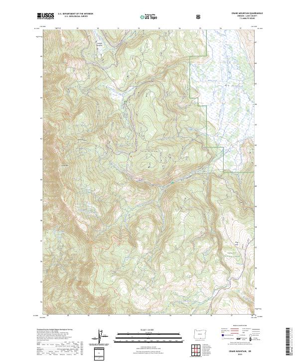 US Topo 7.5-minute map for Crane Mountain OR