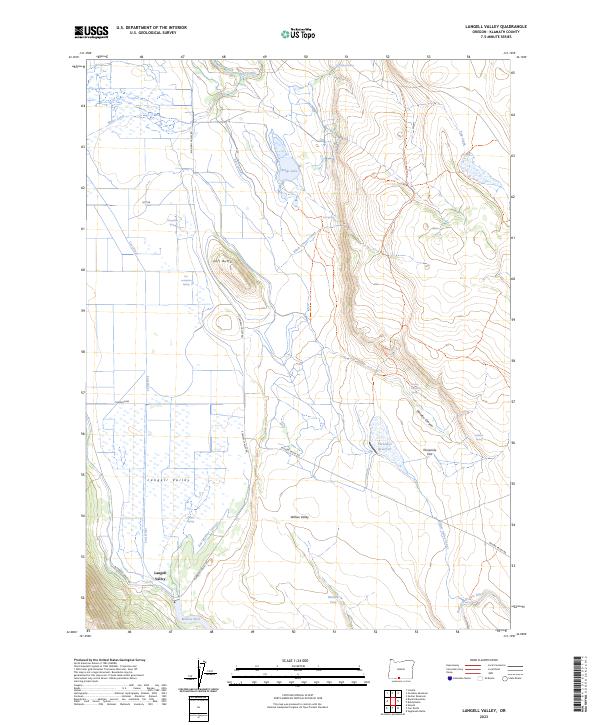 US Topo 7.5-minute map for Langell Valley OR