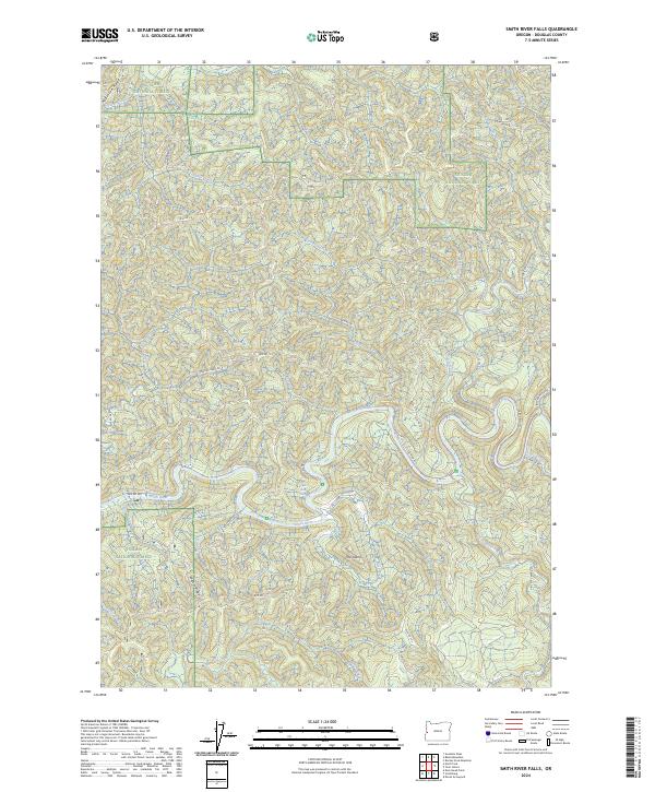 US Topo 7.5-minute map for Smith River Falls OR