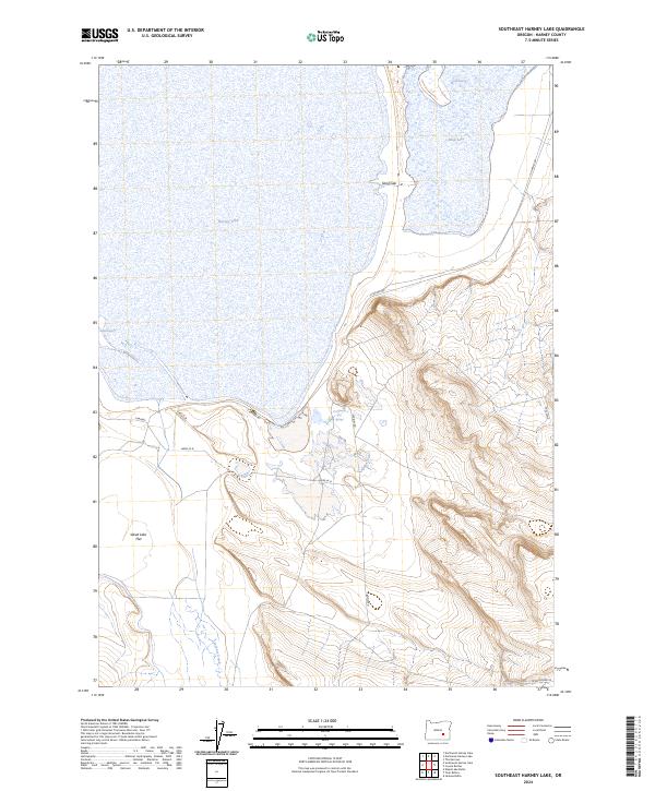 US Topo 7.5-minute map for Southeast Harney Lake OR