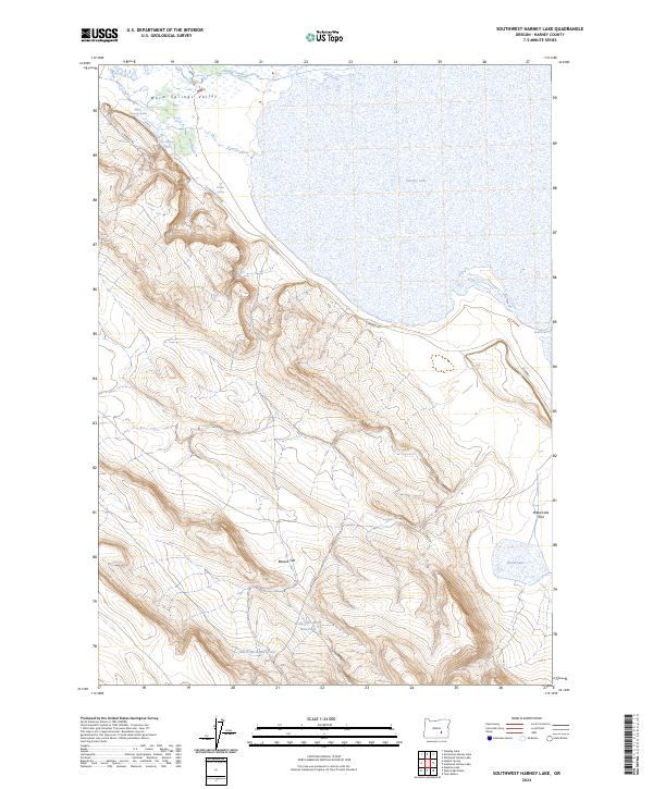 US Topo 7.5-minute map for Southwest Harney Lake OR