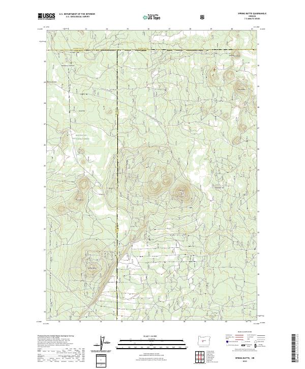 US Topo 7.5-minute map for Spring Butte OR