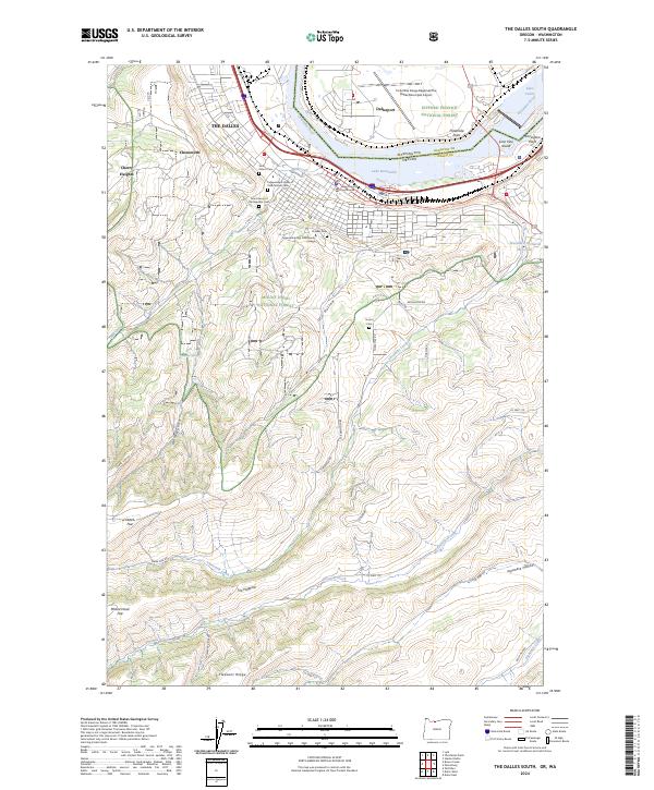 US Topo 7.5-minute map for The Dalles South ORWA