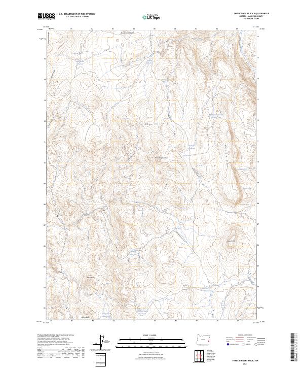 US Topo 7.5-minute map for Three Fingers Rock OR