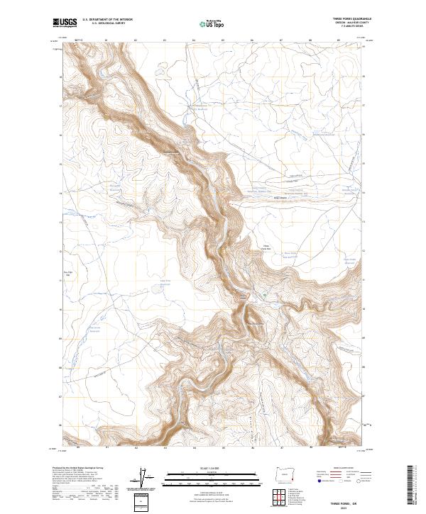 US Topo 7.5-minute map for Three Forks OR