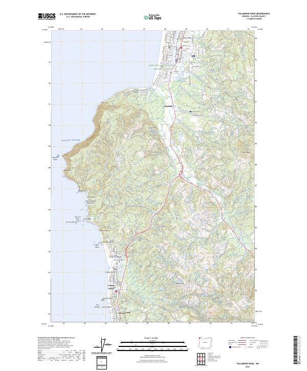 US Topo 7.5-minute map for Tillamook Head OR – American Map Store