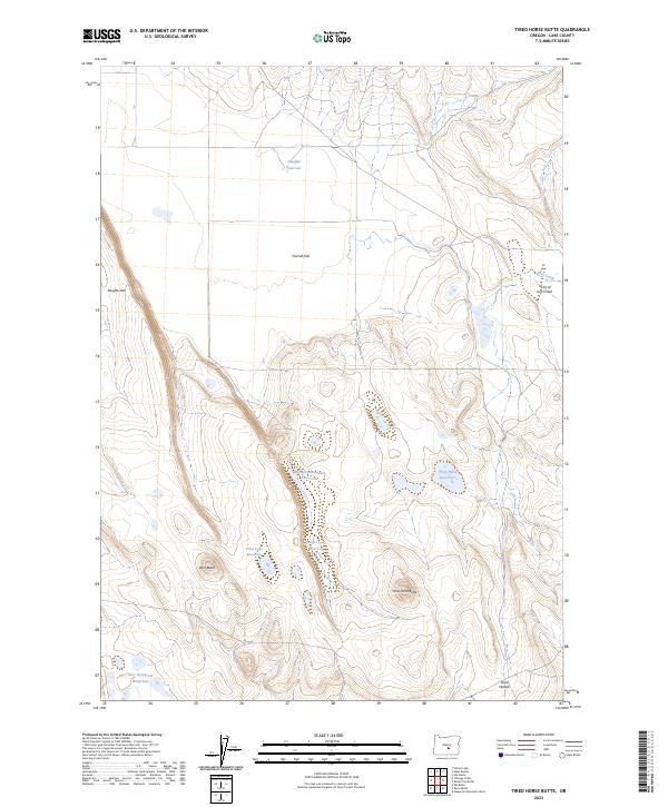 US Topo 7.5-minute map for Tired Horse Butte OR