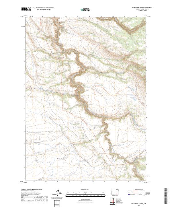 US Topo 7.5-minute map for Tombstone Canyon OR