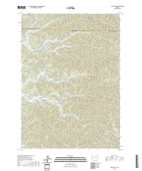 US Topo 7.5-minute map for Trail Butte OR