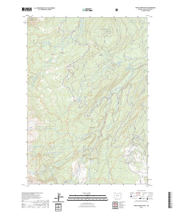 US Topo 7.5-minute map for Trout Creek Butte OR