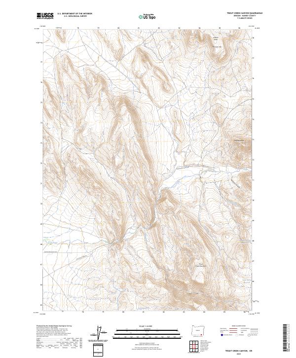 US Topo 7.5-minute map for Trout Creek Canyon OR