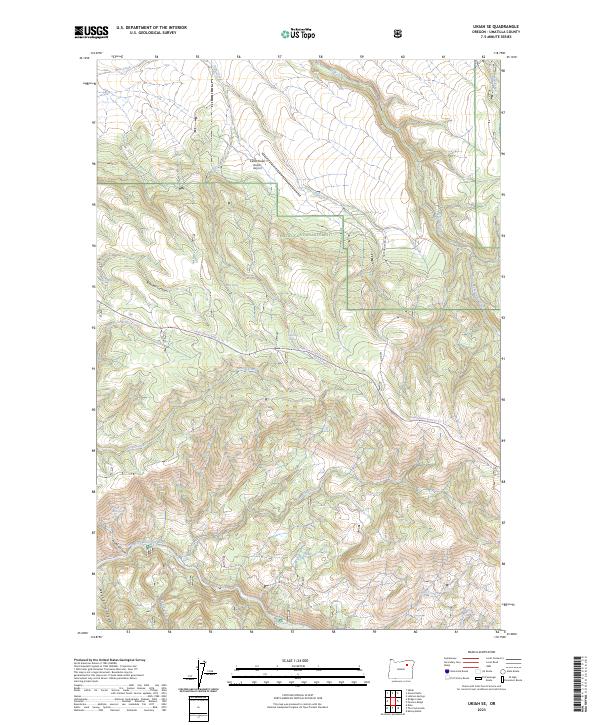 US Topo 7.5-minute map for Ukiah SE OR