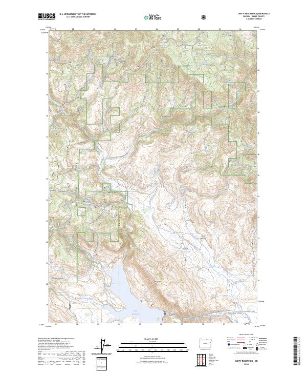 US Topo 7.5-minute map for Unity Reservoir OR