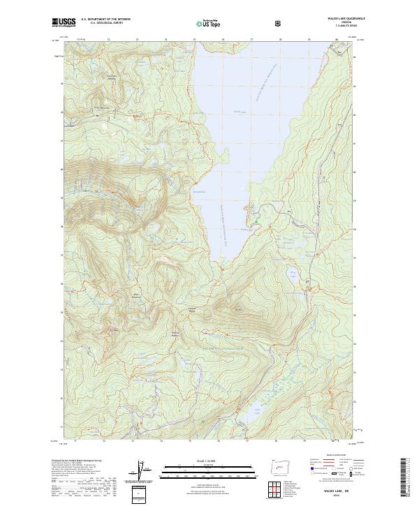 US Topo 7.5-minute map for Waldo Lake OR