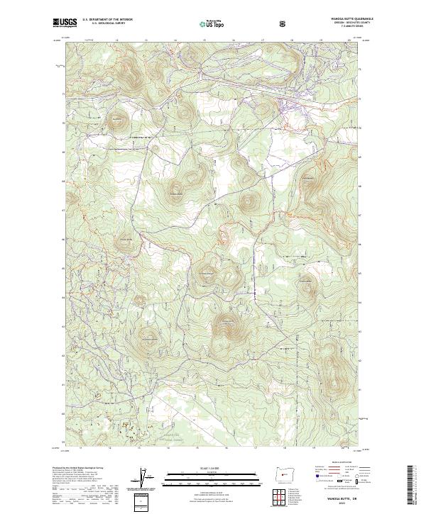 US Topo 7.5-minute map for Wanoga Butte OR