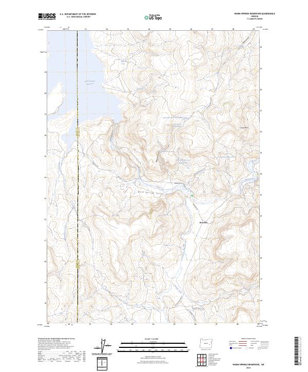 US Topo 7.5-minute map for Warm Springs Reservoir OR