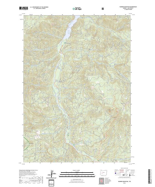 US Topo 7.5-minute map for Warner Mountain OR