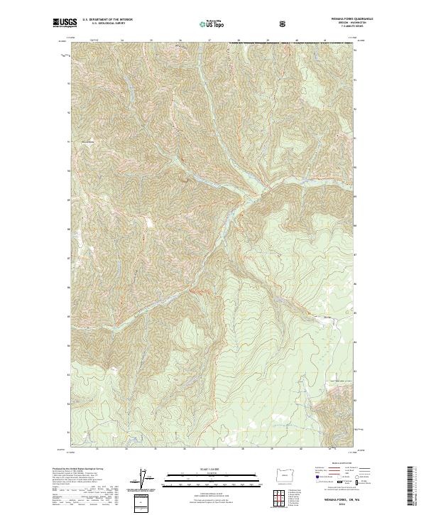 US Topo 7.5-minute map for Wenaha Forks ORWA