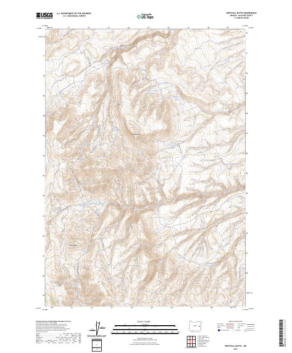 US Topo 7.5-minute map for Westfall Butte OR – American Map Store