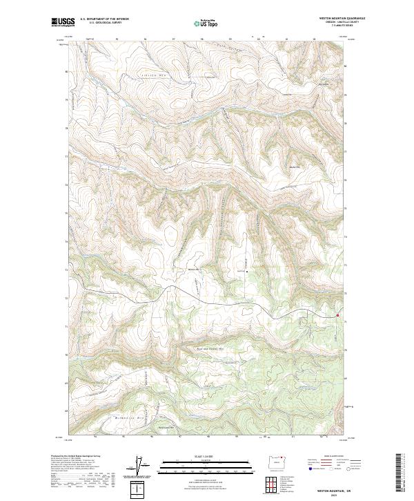 US Topo 7.5-minute map for Weston Mountain OR