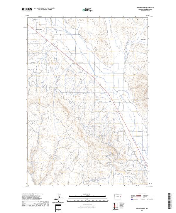 US Topo 7.5-minute map for Willowcreek OR