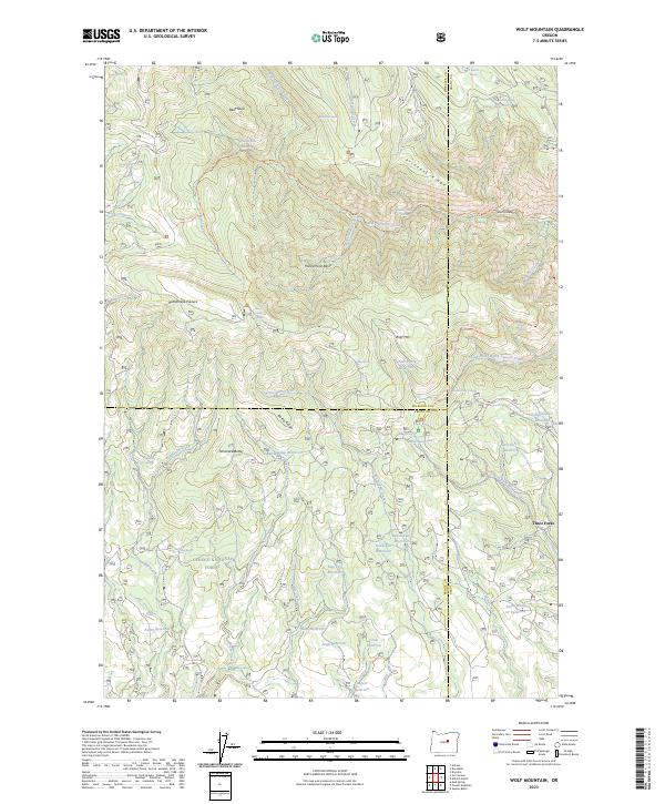 US Topo 7.5-minute map for Wolf Mountain OR